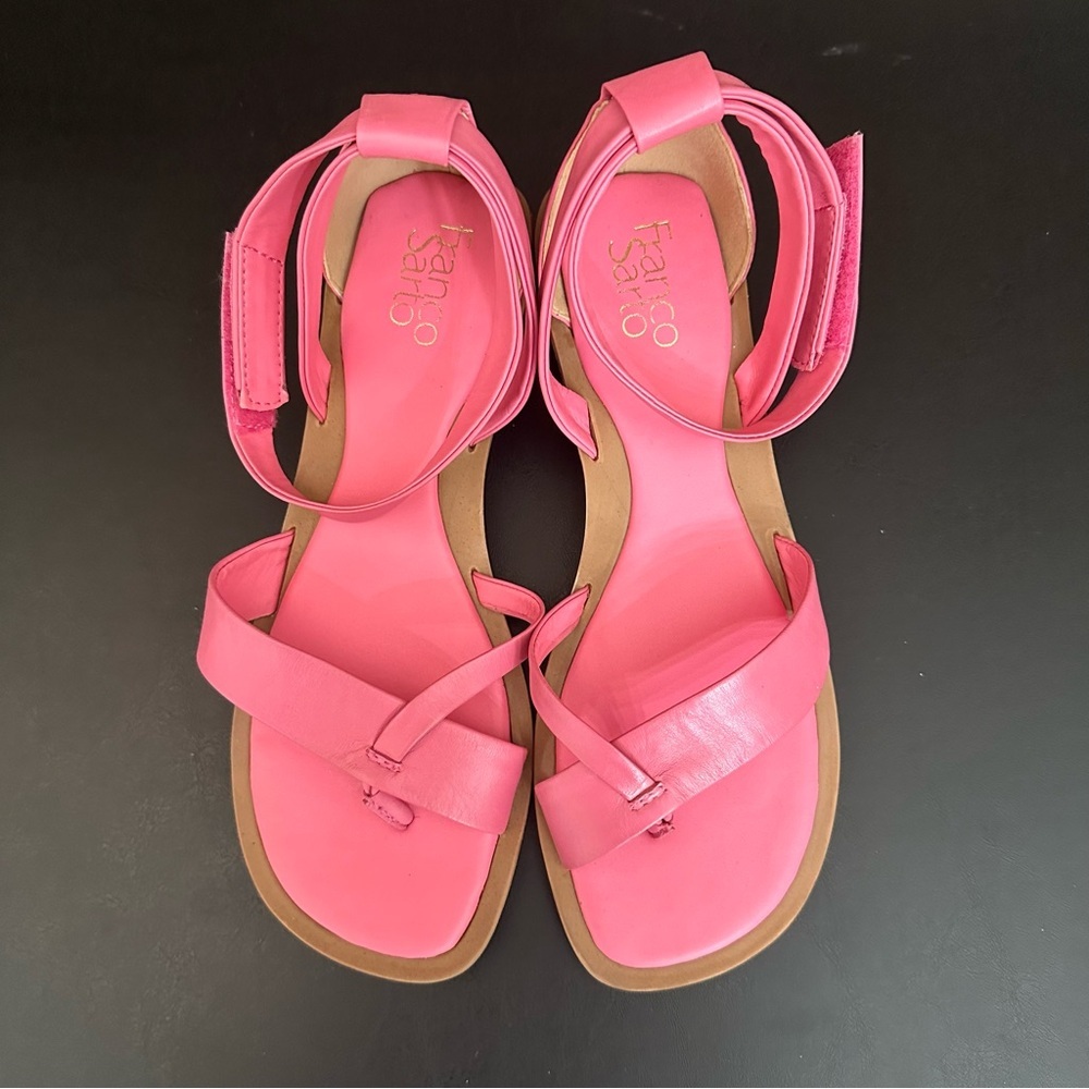 Franco Sarto Sandal Parker Ankle Strap Pink Leather Women 9M Spring Shoes NEW - Picture 5 of 8
